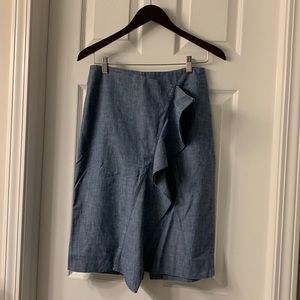 J crew chambray ruffle skirt